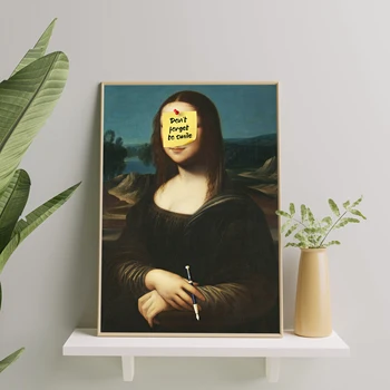 Neaizmirstiet, Lai Smaidu Mona Lizas Portrets Mākslas Audekls Gleznošanai Drukāt Smieklīgi Vintage Mainīts Mākslas Mājas Dekoru Attēlu Dzīvojamā Istaba Attēls