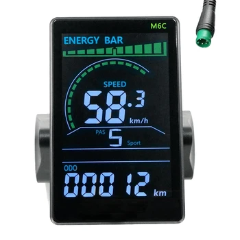 M6C Elektrisko Velosipēdu LCD Displejs Metru 24V-60V E Scooter LCD Paneļa Krāsu Ekrāns Daļas Ar USB Kalnu Elektrisko Velosipēdu (5PIN) Attēls