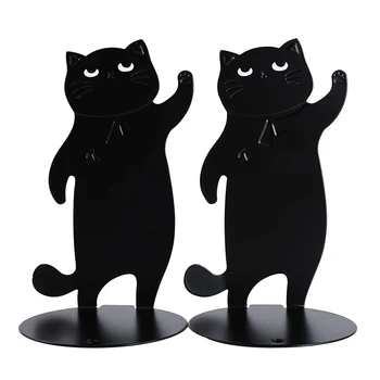 Kaķis Bookends Melnais Kaķis, Dekoru Melnais Kaķis, Dāvanas Kaķu Mīļotājiem Kaķis Bookends, Lai Plaukti Ar Anime Bookends Dzīvnieku Bookends Izturīgs Attēls