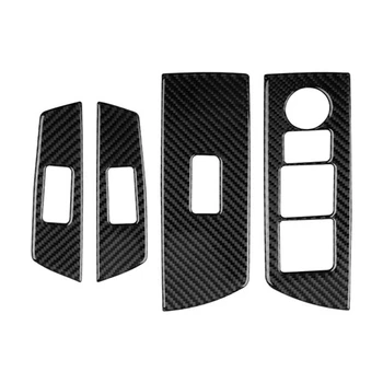 Oglekļa Šķiedras Loga Stiklu Pacēlāju Pogu, Apdares Slēdzis Vāciņu Durvju Roku balstu Paneļa Uzlīmes Priekš Mazda CX-9 2016-2020 RHD Attēls