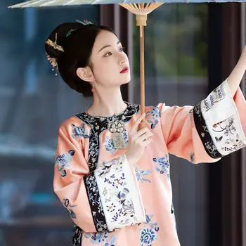 Modes Jaunais Ķīnas Tradicionālo Etnisko Stilu, Krekls Top Sieviešu Zaudēt Drukāt Tang Sieviešu Hanfu Ķīnas Krekls Ķīniešu Drēbes Attēls