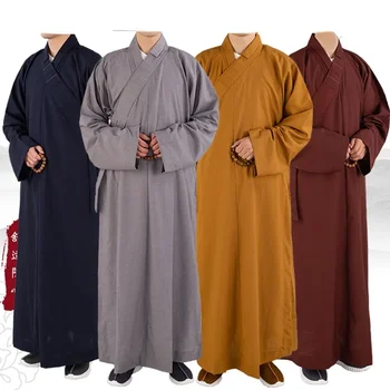 Tradicionālā Ķīniešu Apģērbu Ilgi, Halāti, lai Budisms, Budistu Mūks Apģērbs Pieaugušajiem Vīriešiem Haiqing Meditācija Kleita Attēls