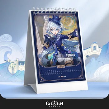 Furina Neuvillette Galda Kalendārs Anime Focalors Lyney Fontaine Calendario 2024. Gadam Double Sided Kalendārus, Gada Pūķis Supplie Attēls