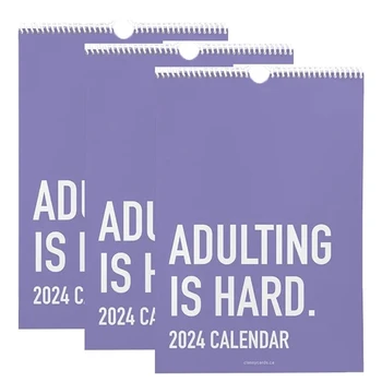 3PCS Adulting Ir Grūti 2024. Gadam Kalendāra, 2024 Ikmēneša Iedvesmas Sienas Kalendārs Pieaugušajiem, Plānotāji Biroja Kalendāra Izturīgs Attēls