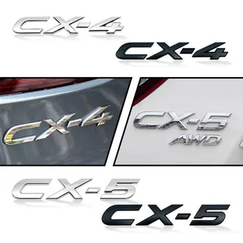 Auto 3D ABS Plastmasas Chrome Silver/Black CX4 CX5 CX-4 CX-5 Logo Automašīnas Pusē Spārns Aizmugurējais Bagāžnieka Emblēmas Uzlīme Priekš Mazda Piederumi Attēls