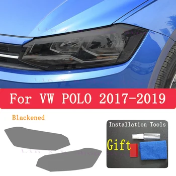 Par Volkswagen VW POLO 2018 Auto Eksterjera Lukturu Anti-scratch Priekšējā Lampa Nokrāsa, TPU Aizsardzības Plēves Segumu Piederumi Uzlīmes Attēls