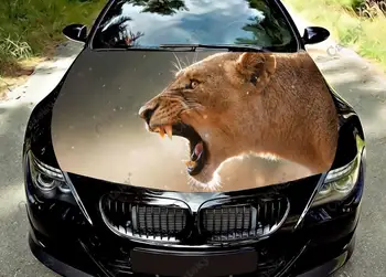 lauva mežonīgs dzīvnieks Auto Kapuci Apmetni Krāsu Vinila Decal Uzlīmes Kravas automašīnu Grafiskā dzinēja Pārsegs Pielāgotu Automašīnu Dekorēšana Uzlīmes Attēls