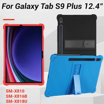 Gadījumā, ja Vāciņš Samsung Galaxy Tab S9 Plus 12.4 SM-X810 SM-X816B SM-X818U Statīvs Pamatbrīvību ar 4 Triecienizturīgs drošības Spilveni Mīksti Silikona Attēls