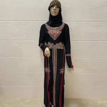 Abaya Musulmaņu Dubaija Turcija Islāmu Kaftans Gara Kleita, Hijab Jalabiya Sieviešu Drēbes Musulman Femme Caftan Marokens Vestidos Longos Attēls