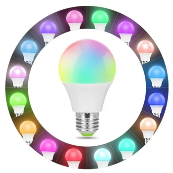 WiFi Smart Krāsā Spuldze E27 LED RGB Lampas Atbalsta Alexa Mājas Tuya Smart Home 110-250V RGB+Baltais Aptumšojami Taimeri Spuldzes Attēls