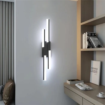 Mūsdienu Vienkāršas Luksusa Sienas Lampas LED dzīvojamo Istabu, Koridora Lampas Hotel Guļamistaba Bedhead Lampas Minimālu Ilgi Sloksnes Iekštelpu Sienu Apgaismojums Attēls