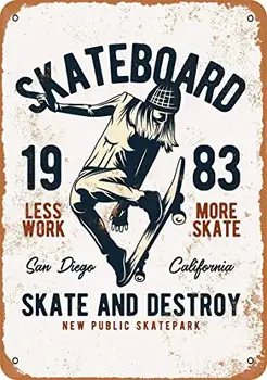 Skate un Iznīcināt San Diego Skeitborda Vintage Izskatu Metāla zīmju 8x12 Collu Dekoru Pazīmes Attēls