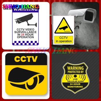 Brīdinājums CCTV Drošības Novērošanas Kamera Decal Uzlīmes Zīme Brīdinājums Aizsardzības CCTV Darbības Vinila Uzlīmes veikals office home Attēls