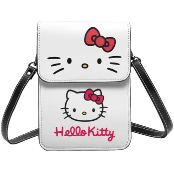Hello Kitty Mobilo Tālruni, Maku Somā Kawaii Ādas Kartes Turētāju Moderns Meitene Crossbody Soma Portatīvajiem Attēls