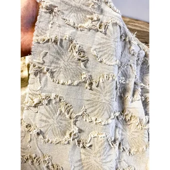 Pušķis Žakarda Audums, Dabas Balts Tekstūra Radošo Apģērbu Dizainers Vairumtirdzniecības Auduma Diy Apģērbu Šūšana Kokvilnas, Lina Materiāla Attēls