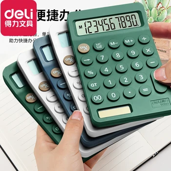Deli Kabatas Mini Kalkulators Portatīvo Vienkāršība Saules Baterija 2 in 1 Skaitītājs Finanšu Skolu Aprēķināšanas Grāmatvedības Piederumi Attēls