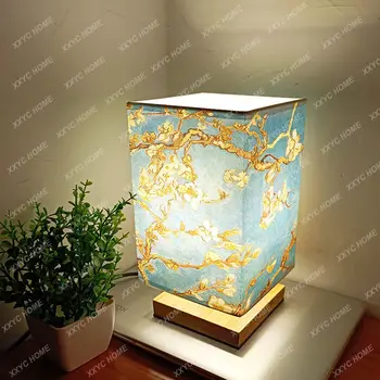 Ķīnas Guļamistabas Gultas Lampa, Silts Retro Ziemeļvalstu Nedaudz Luksusa Apdares Māsu Radošo Galda Lampa Attēls