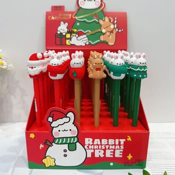 2gab jaunu Ziemassvētku veidošanas želeja pildspalvu cute radošais Santa Claus dzīvnieku melnu pildspalvu, paraksts ūdens bāzes pildspalvu vairumtirdzniecības stacionārā Attēls
