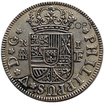 Ikvienu Datumu, Spānija Resl 1727-1738 Sudraba Pārklājumu Kopēt Monētas Attēls