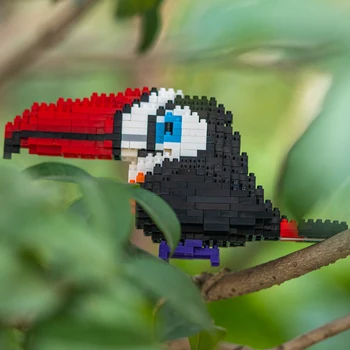 Rotaļlieta Bērniem, kas Dzīvnieku Pasaulē Sarkanā Mute Toucan Putnu Lidot Papagailis Pet Lelle 3D Modelis DIY Mini Dimanta Bloki, Ķieģeļi Celtniecības Attēls