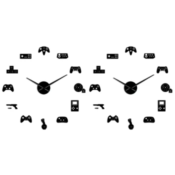 2 X Spēle Kontrolieris Video Diy Milzu Sienas Pulkstenis Spēle Džoistiki, Uzlīmes Spēlētājs Sienas Mākslas Video Spēļu Pazīmes Melns Attēls