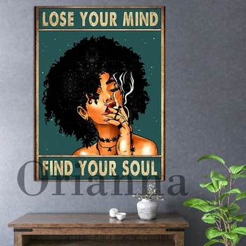 Zaudēt Savu Prātu Atrast Savu Dvēseles Vintage Plakāti, Melnā Sieviete, African American Sievietēm, Wall Art, Kanvas Glezna Mūsdienu Mājas Dekoru Attēls