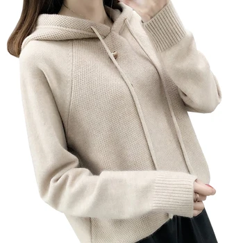Pelēkā vārna sieviešu fall džemperis 2023 jaunu zaudēt universāls vienkrāsainu top adīt zeķes tendence Attēls