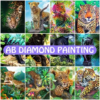Dimanta Mozaīkas 5D Leopard Krāsošana Dzīvniekiem Šķērsot Izšūšanas Komplekts Hobijs Un Rokdarbi Apdare, Mājas Attēls
