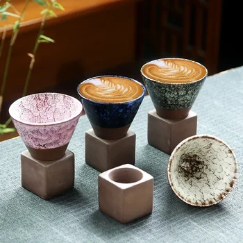 1gb Radošo Retro Keramikas Kafijas Krūze Aptuvenu Keramikas Tējas Tase Japāņu Latte Pull Ziedu Porcelāna Tase, Trauki Kafijas Tasi Attēls