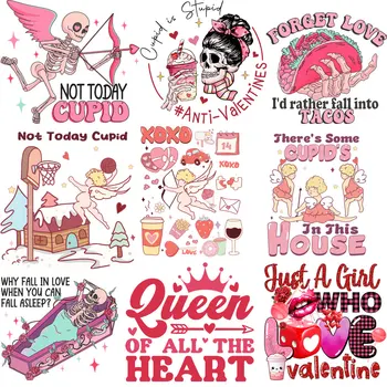 Rozā Cupid Mīlestība Valentīna Dienā Uzlīmēm, Dzelzi Uz DTF Valentine Mīlestības Pārvedumi Uzlīmes Gatavi Nospiediet Apģērbu Aksesuāri Attēls