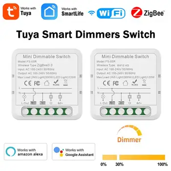 ZigBee / WiFi Smart Dimmeri Slēdzis Modulis Atbalsta Divu Veidu Kontroles Aptumšojami LED Gaismas Slēdzi Darbu Ar Tuya Alexa, Google Home Attēls