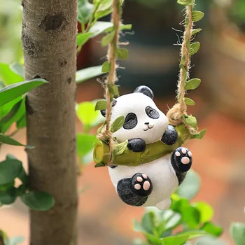 Kāpšanas Kaķēns Koala Panda Statuetes, Dārza Sienas Koka Dekors Statujas, Funny Dzīvnieku Piemājas Piederumi, Āra Terases Zālienu Attēls