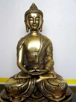 Vara, Misiņa, ĶĪNIEŠU amatniecības Āzijas Izstrādāt Ķīna, Tibetas Buddhis Amitabha Buda Statuja Skulptūra Attēls