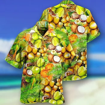 Vīriešu Bailīgs Havaju Kokosriekstu Drukāt Īsām Piedurknēm Krekls Gadījuma havaju Krekls-krekls Stilā 4 Attēls