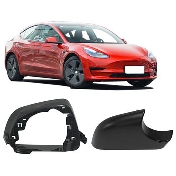 Auto Pa Kreisi Un Labajā Pusē Durvīm Spoguļi Mazāku Vāciņu Ar Rāmi Melnā Tesla Model 3 2017-2021 Attēls