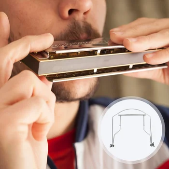 10 Caurumi Harmonikas Kakla Turētājs Metāla Rāmis Arfa Plaukts Harmonikas Modelis Mutes Orgānu Piederumu (Sudraba) Attēls