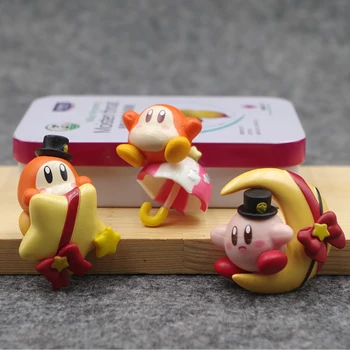 Kirby Anime 4Cm Attēls Kawaii Pink Star Lelle Telpas Dekoratīva Apdare Modeli Ziemassvētku Rotaļlieta Gardēdis Burgeru un frī Kartupeļi Dāvanu Attēls