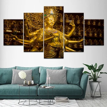 Kanvas Glezna Tūkstoš Roku Budas 5 Gabali Sienas Mākslas Glezniecības Modulārās Tapetes, Plakātu Drukāšana, lai dzīvojamā istaba Mājas Dekoru Attēls