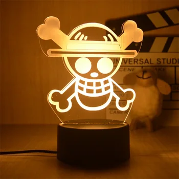 Anime Viens Gabals Luffy 3D LED Lampas Nakts Gaismas, Rotaļlietas Nightlights Kids Guļamistaba Dekorēšana Galda Lampe ēsmas zivtiņu vadi Manga Dāvanu Attēls